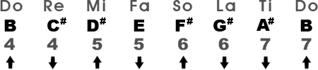 Major Scale in the Key of B